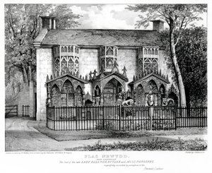 Plas Newydd ، بالقرب من Llangollen ، مقعد السيدة الراحلة Eleanor Butler (c.1745-1829) والآنسة سارة Ponsonby (ت 1831) ، طبعها تشارلز جوزيف Hullmandel (1789-1850) بواسطة دبليو بعد والتون